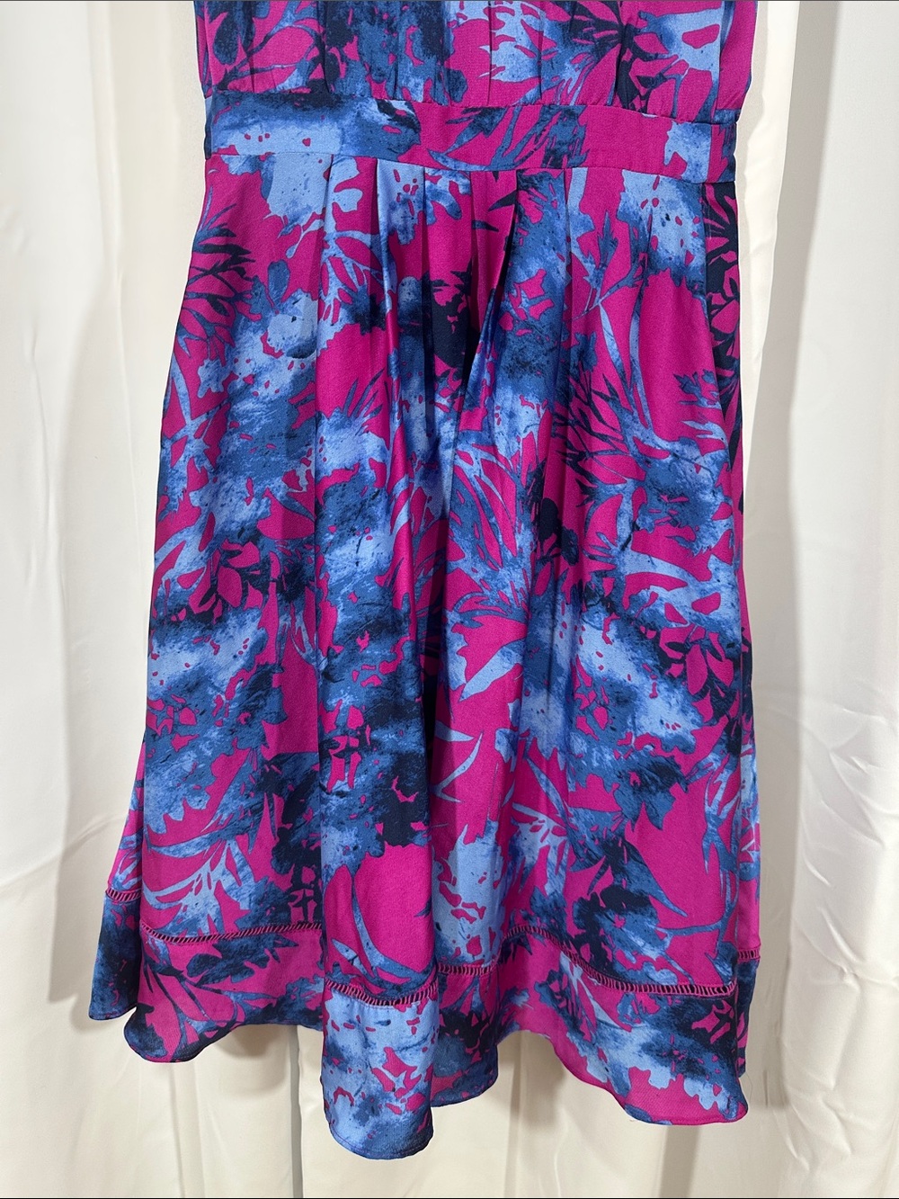Banana Republic Petite 00 Floral Fit Flare Dress Pink Blue Sleeveless Party - Picture 8 of 9